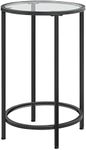 Yaheetech Round Side Table, Small Coffee Table Tall Telephone Table With Sturdy Metal Frame, Modern Bedside Table End Table with Tempered Glass Top, Sofa Table for Living Room/Bedroom, Black