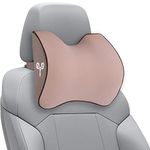 Grin Health Memory Foam Headrest Cushion Neck Support for Car Seat Office Chair, Neck Rest Support Ergonomic Neck Pillow for Driving Chairs with Headrest (L-Curve, Beige)(pack of)