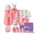 Little Surprise Box 22 pcs New Born Baby Boys Girls Clothes Set | Pink & White Dual 3D Ear Rabbit Newborn Baby Hamper Gift Set Box | Bady Gift Set for New Born Boy and Girl | (0-6 Month)