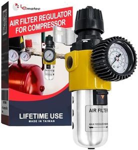 LE LEMATEC Air Compressor Filter & Air Regulator 1/2-Inch NPT, 150 PSI Heavy Duty Air Pressure Regulator, Inline Compressed Air Dryer & Water Separator with Easy Drain Valve & Adjusting Lock (AS209)