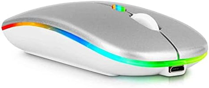 UrbanX 2.4GHz & Bluetooth Mouse, Rechargeable Wireless Mouse for Samsung Smart TV Bluetooth Wireless Mouse for Laptop/PC/Mac/Computer/Tablet/Android RGB LED Silver