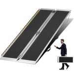 Motorhot 6FT Non-Skid Wheelchair Ramp Portable Aluminum Folding Wheelchair Ramp for Mobility Scooter Ramp for Home Steps Stairs Doorways Curbs 600lbs Capacity, 72" L x 28.3W, Black