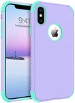 BENTOBEN iPhone Xs Max Case, Phone Case iPhone Xs MAX, Heavy Duty 2 in 1 Full Body Rugged Shockproof Protection Hybrid Hard PC Bumper Drop Protective Girls Women Boys iPhone XsMax Covers, Purple/Mint