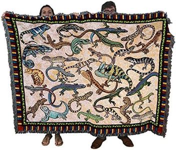 Pure Country Weavers Lounging Lizard Blanket by Elena Vladykina - Garden Floral Gift Tapestry Throw Woven from Cotton - Made in The USA (72x54)