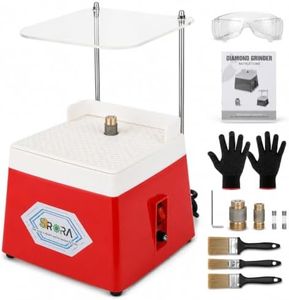SRORA Stained Glass Grinder, 4200 RPM 65W Mini Wet Grinding Machine, 110V Corded Tool with 5/8-Inch and 1-Inch Diamond Grinder Bits, Splash Shield for Glass Art and DIY Crafts
