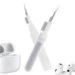 RuenTech Cleaning Kit for Airpods/Huawei/Samsung/Jabra/Soundcore/Beats/JBL/Redmi/Google/Sony Earbuds, Soft Brush Flocking Sponge Tool for Bluetooth Headphones Charging Case Charging Box (White + White