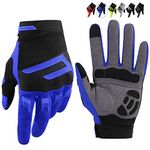 FIORETTO Padded Cycling Gloves Full Finger Mountain Bike Gloves Touchscreen MTB Gloves Climbing Motorbike Gloves for Men Women Blue