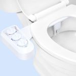 LIVINGbasics Non-Electric Hot and Cold Water Toilet Bidet, Self Cleaning Dual Nozzle Bidet Toilet Attachment Adjustable Water Pressure and Temperature