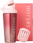 SIPLUSH Paradise Shaker Bottle, 24 oz, Insulated Stainless Steel Protein Shaker, Smoothie and Pre Workout for Women, with Leakproof Twist-Off Chug Cap, Quiet Mixing, Pink Ombre, Pismo Sunset