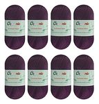 8 Skeins Crochet Knitting Yarn 70% Rayon derived from Bamboo, 30% Cotton Superfine Fingering Weight Sunny Cat Cotonnio Imported (Eggplant)