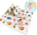 Dripex Baby Play Mat, 197×177×1cm Large Foam Crawling Playmat, Extra Thick Folding Reversible Waterproof Non Toxic Portable Floor Mat with Letters and Numbers for Babies Infants