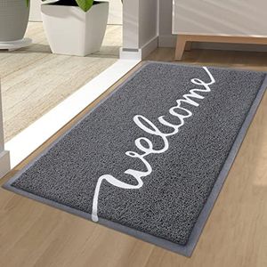 Homaxy Welcome Door Mat, Dirt Trapper Doormats Non-Slip Low Profile Durable Door Mat for Outdoor, Indoor, Entrance, Patio, Front Back Door — (44 X 76cm, Grey)