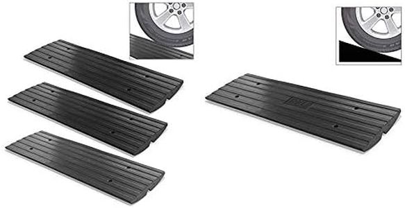 Pyle Car Driveway Adjustable Curb Ramps - 3 Pack Heavy Duty Rubber Threshold Ramp Kit Set w/Car Driveway Curb Ramp - Heavy Duty Rubber Threshold Ramp - Also for Loading Dock, Garage, Sidewalk