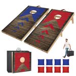 NZQXJXZ 3 x 2 FT Wooden Cornhole Set Outdoor, 2-in-1 Cornhole Game with 8 Bean Bags & Carrying Bag for Backyard, Lawn, Beach, Camping Outdoor Game Set