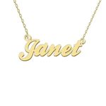 GR35Z9 Janet Name Necklace for Women Gold Nameplated Pendant Stainless Steel Jewelry