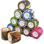 Inksafe Camouflage Assorted Colours Self Adherent Cohesive Bandages 5cm x 4.5m Box of 12 - Uses Include Tattoo Grip Wrap, Vet Wrap, Tape for Wrist and Ankle Sprains