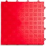 Big Floors GarageTrac Diamond, Interlocking Non-Slip Garage Flooring Tile, Durable, Modular, Heavy-Duty Copolymer, Easy Install (Red, 24 Pack of 12 x 12" Tiles)