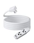 DEWENWILS 15FT Flat Plug Extension Cord, 3 Prong Ultra Thin Power Strip, 13A/125V/1625W, 16/3 Awg Grounded Flat Power Cable for Indoor Narrow Space, SPT-3 Cord, ETL Listed, White