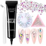 Makartt Nail Rhinestone Glue Kit: Gel Nail Glue with 1440pcs Flat Back Crystal Glass AB Rhinestone and 24Pcs 3D Shaped Nail Gems Nails Decoration with Tweezer Acrylic Nail Supply for Nail Design