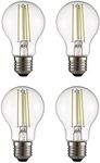 TEKLED® A60 Filament Vintage LED Bulbs | E27 Edison Screw | Energy Saving 6.5W Light Bulb 60W Equivalent | NONDIMMABLE Clear 6500K 806LM | 4-Pack | Daylight