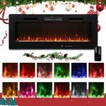 Homedex 50" Electric Fireplace, Electric Fireplace Inserts Recessed/Wall Mounted with Touch Screen, Remote Control with Timer, 12 Adjustable Flame Colors, Log & Crystal Options, 750/1500W Heater