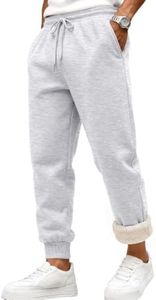 EFAN Mens Fleece Lined Sweatpants Sherpa Thermal Winter Joggers LightGray L