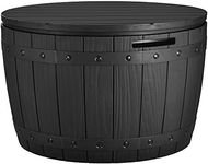 YITAHOME 33 Gallon Round Deck Box, Outdoor Storage Box for Patio Furniture,Patio Table for Cushion, Pool Accessories, Waterproof Resin & Easy Assembly & Lightweight, Black