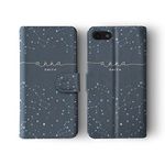 Tirita Personalised Initials Custom Wallet Leather Flip Phone Case Compatible with Samsung Galaxy S7 Edge Celestial Moon Stars Planets Space Galaxy Constellations