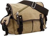 OCT17 Men Messenger Bag College Shoulder Canvas Vintage Crossbody Military Satchel Bag Laptop Khaki