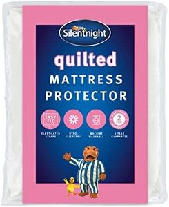 Silentnight Quilted Mattress Protector – Premium Luxury Soft Cosy Mattress Cover Protector Pad with Extra Deep Fit Elasticated Straps – Hypoallergenic, Super Soft and Machine Washable - King, White