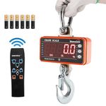 Bonvoisin Digital Crane Scale Industrial Heavy Duty Hanging Scale with Remote Control Portable Electronic Weighing Crane Scale 5-Digit LED Display CE Certified (Orange,1000kg)