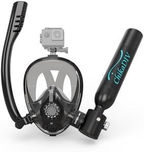 CHIKADIV Mini Scuba Tank with Sub-Mask, 0.5L Lung Tank with Snorkel Mask Small Pony Bottle Backup with Full-face Mask Underwater Breath System Up to 10 Minutes K2 A1 Black