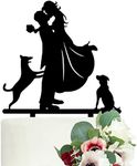 LOVENJOY Wedding Cake Toppers with 2 Dogs for Anniversary Cake Decoration Black Acrylic, Gift Boxed