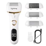 Lifelong Callus Remover for Feet | 1 Year Warranty | Foot Scrubber for Dead Skin, 3 Roller Heads, Feet Dead Skin Remover, Pedicure Machine, LED Display, Fast Charging, 2 Hour Runtime (White)