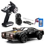 Goolsky RC Drift Car, 35km/h Muscle Car 1/16 4WD 2.4GHz 7 Mode Angel Eye RTR Headlights High Speed Racing Car Rechargeable Gift for Children Adults Red 1 Battery