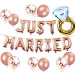 JeVenis Just Married Balloons Just Married Banner Bridal Shower Party Balloons Bridal Shower Party Decoration Wedding Party Decoration