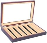 Wood Pen Display Box 12 Pen Storage Organizer Fountain Pen Collector Case Display Case (Ebony)