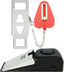Portable Door Lock & Door Stop Alarm Set, Dual Protection Home Security Door Kit, Travel Hotel Lock Devices Pocket Self Defensey Tools for Traveling Hotel Home Apartment (Red)