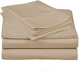 True Luxury 1000-Thread-Count 100% Egyptian Cotton Bed Sheets, 4-Pc Twin XL Sand Sheet Set, Single Ply Long-Staple Yarns, Sateen Weave, Fits Mattress Upto 18'' Deep Pocket