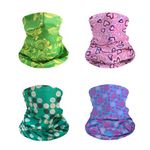 HXC Neckwear Multifunctional 4 Pack Elastic Bandana Head Neck Covering for Men Women Face Mask UV Resistence Windproof for Sports Outdoor Yoga Cycling