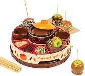 Nostalgia CCA5 Lazy Susan Chocolate & Caramel Apple Party with Heated Fondue Pot, 25 Sticks, Decorating and Toppings Trays