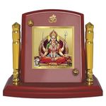 DIVINITI Santoshi Mata Photo Frame for Car Dashboard, Car Idol, Table Decor|MDF 1B P+ Wooden Frame with 24K Gold Plated Foil|Religious Frame For Pooja, Prayer and Gift (7 X 9 CM)