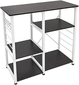 DlandHome 35.4 inches Microwave Cart Stand, Kitchen Utility Storage 3-Tier+3-Tier for Baker Rack & Spice Rack Organizer Workstation Shelf, Black