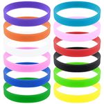 WLLHYF 12Pcs Rubber Bracelets Silicone Bracelets Solid Color Wristbands Stretch Bracelets for Teens Women and Men Sports Bands