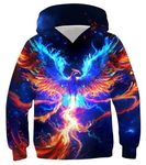 Kinberr Teens Hoodies Boys Girls Fashion Phoenix Graphic Hooded Sweatshirts Casual Long Sleeve Pullover Hoody for School