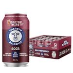 Thirsty Buddha Soda – Prebiotic Soft Drink – Pop Soda - Vegan - Non-GMO - Low Sugar Soda - Low Sugar Drinks - Fibre Rich Diet Soda - High Fibre Diet Pop - Caffeine Free Soda - Doctor Thirsty 355ml Can - 12 Count Case