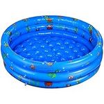 Inflatable Kiddie Pool,Big Ball Pit Pool,Sand Pit Pool,3 Rings Round Baby Pool with Soft Floor,A Safe Summer Water Party Pool for Boys Girls（Blue）