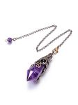 JOVIVI Amethyst Crystal Pendulum Dowsing Divination Scrying Pendulum with Bronze Wrap Healing Stone Gemstone Quartz Point Pendant Spiritual Gifts for Women Men