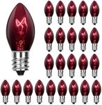 Pallerina 25 Pack Halloween Replacement Light Bulbs C7 Transparent Black Bulbs, C7 Bulb for Christmas String Light, Black Dark Purple C7 Bulbs C7/E12 Candelabra Base 5 Watt for Night Lights