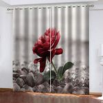 ZSSEZS Kids Blackout Curtains Eyelet 3D Red Flower Creative Pattern 220X210cm(WxL) 2 Panels Kids Bedroom Curtains Blackout Thermal Insulated Super Soft Living Room Nursery Kitchen Window Curtains
